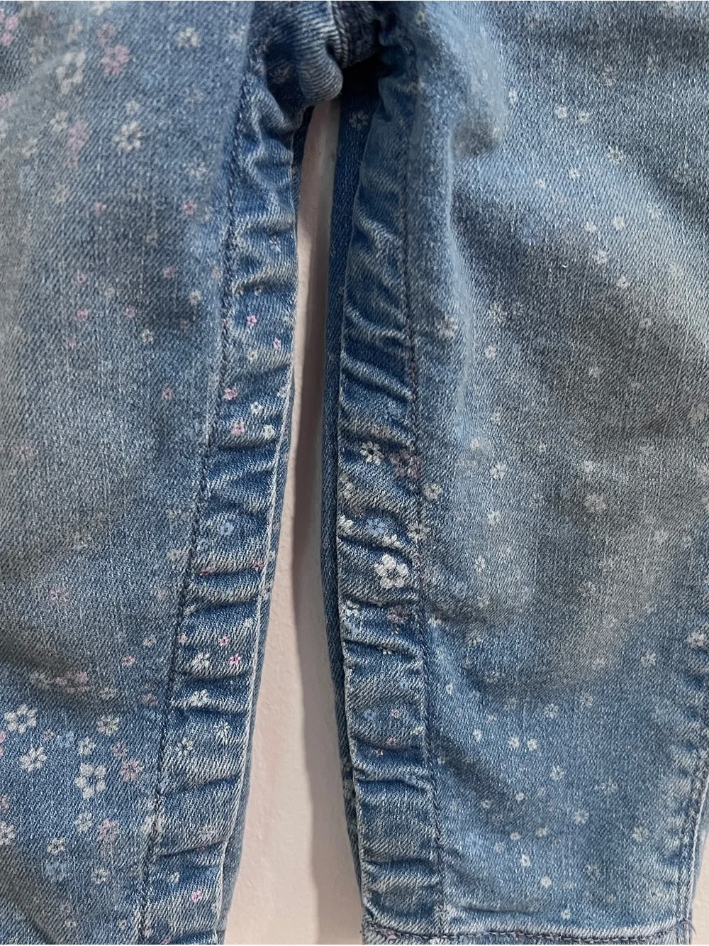 OshKosh B'gosh Light Blue Denim Floral Print Overalls 24 months